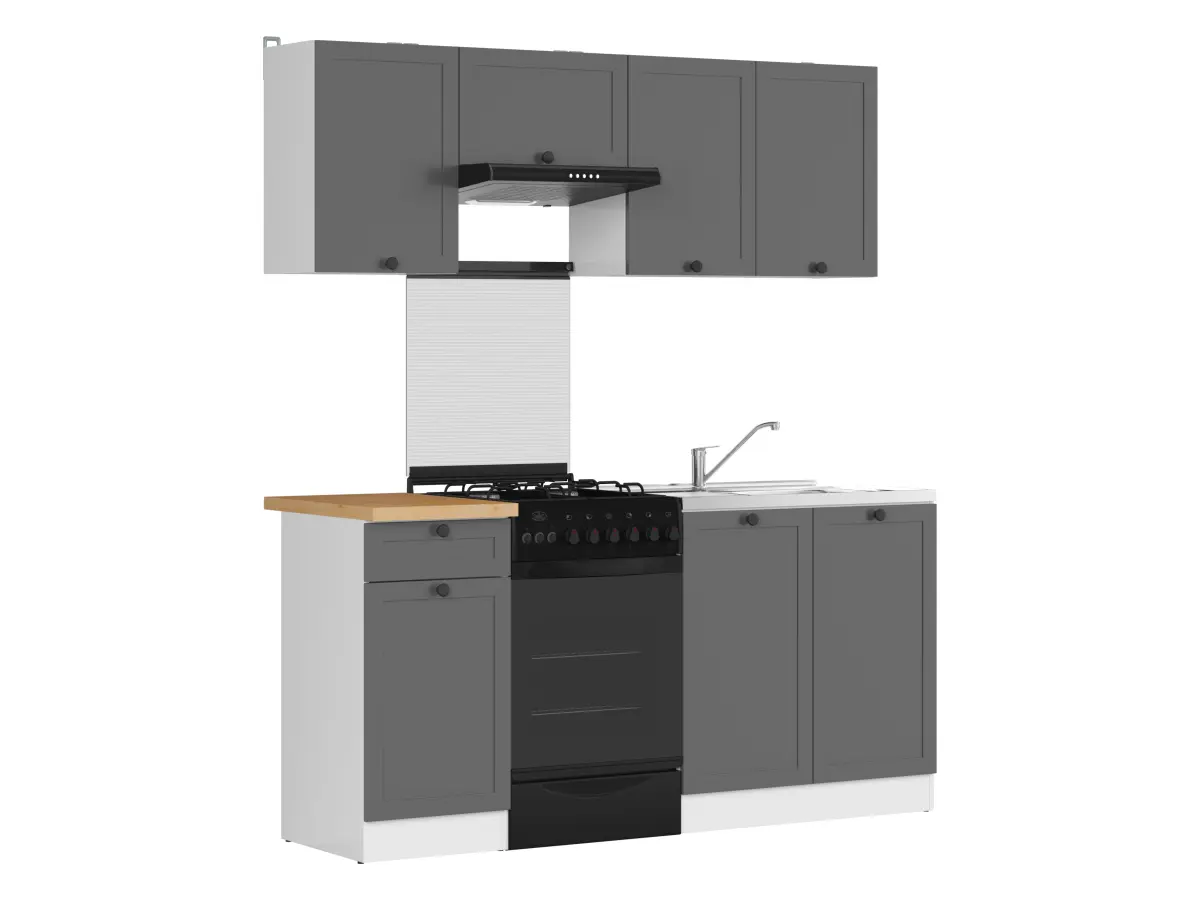 Conjunto de cocina Junona Line 170 cm grafito con encimera