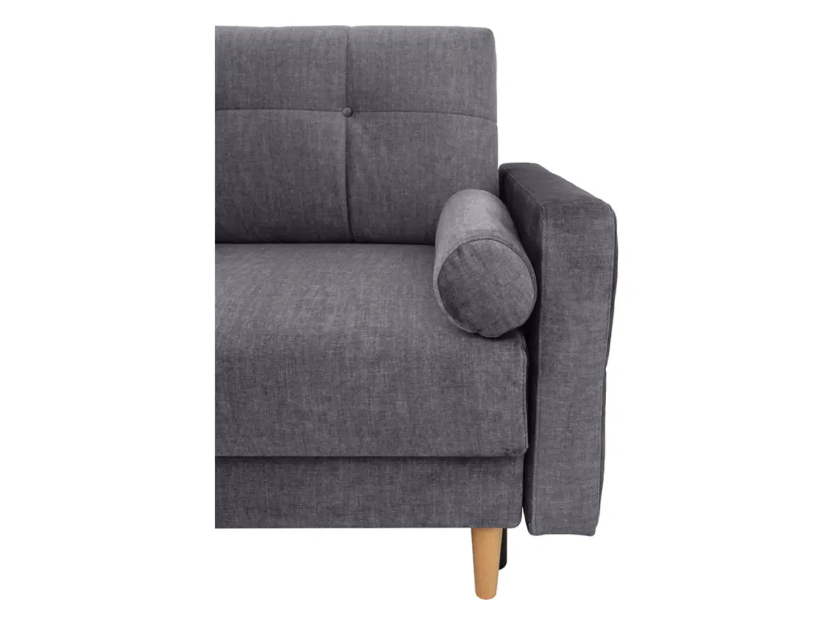 Sofá de tres plazas Torent convertible de terciopelo gris