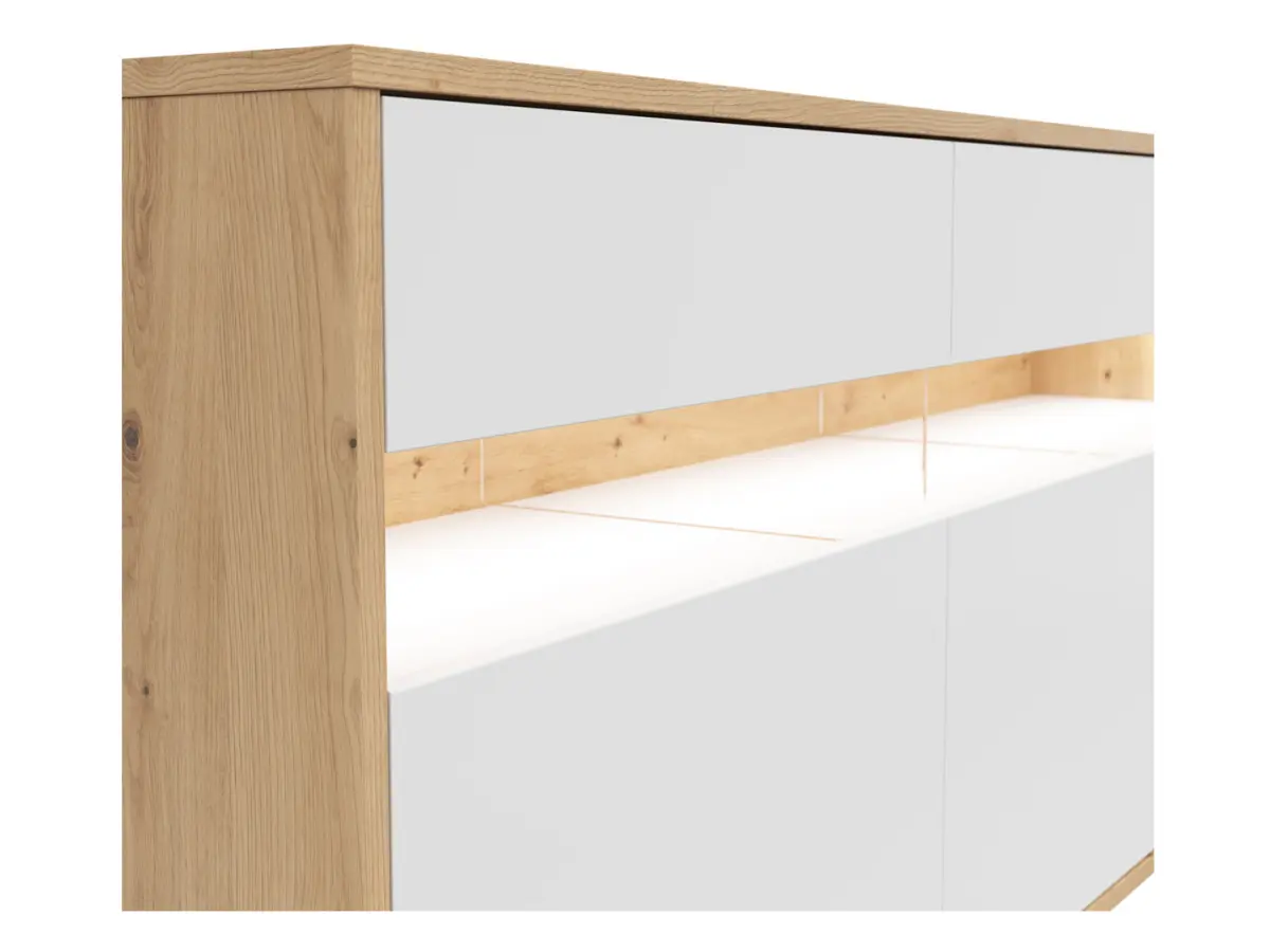 Cómoda Gap 190 cm con 3 puertas y cajones roble artisan/blanco