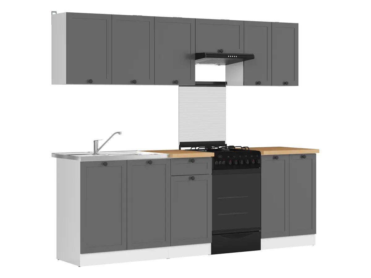 Conjunto de cocina Junona Line 230 cm grafito con encimera
