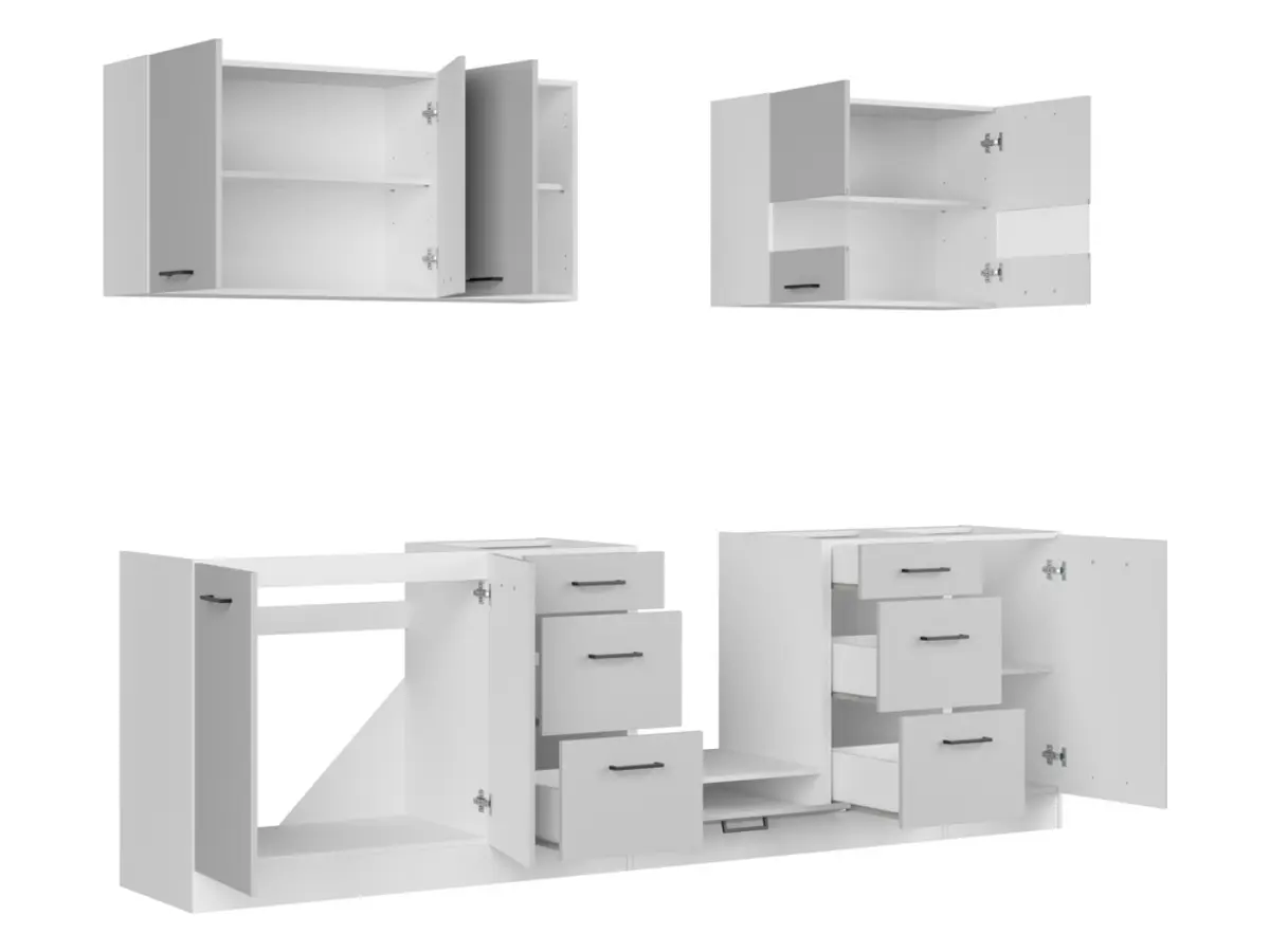 Conjunto de cocina Junona Line 260 cm gris claro brillo