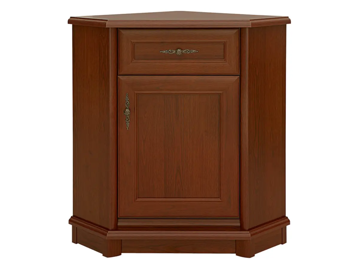 Cómoda de esquina Kent 60 cm con puertas y cajón castaño