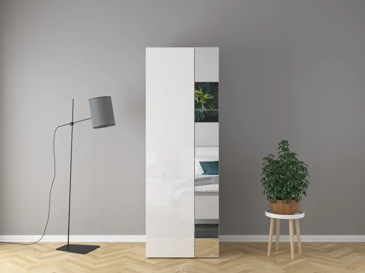 Armario de dos puertas Flex 75 cm con espejo blanco brillo