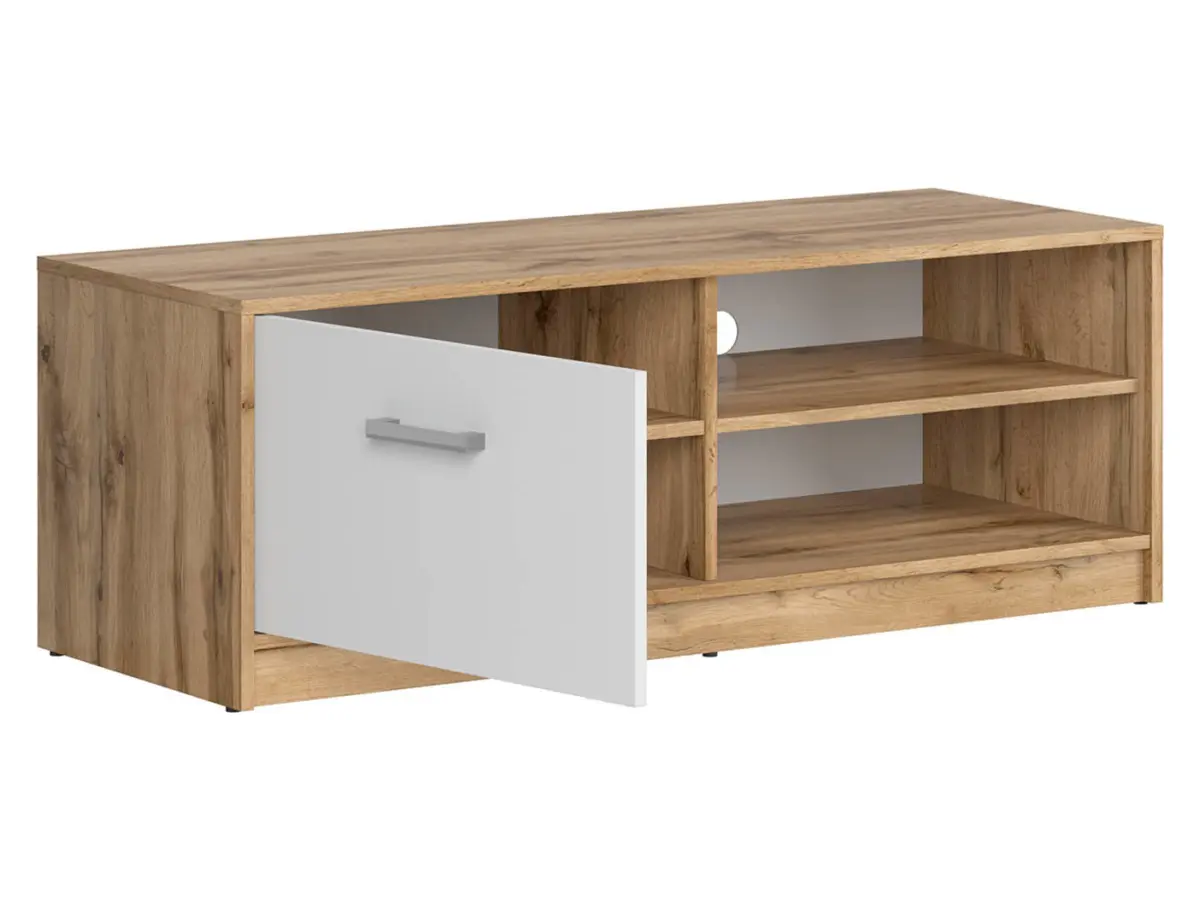 Mueble RTV Matos 118 cm con puertas y estante roble wotan/blanco