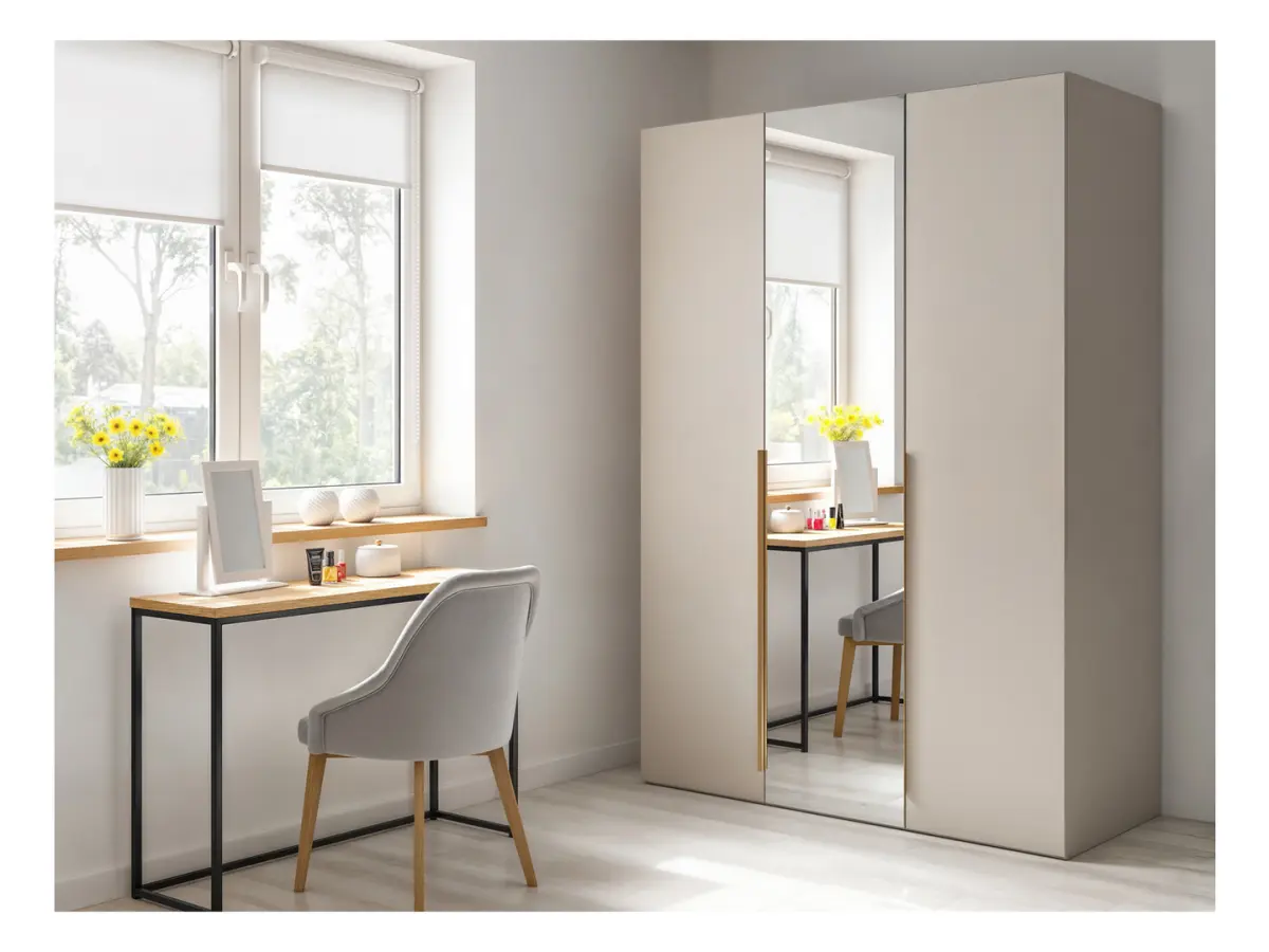 Armario de tres puertas Flex 150 cm con espejo cachemira