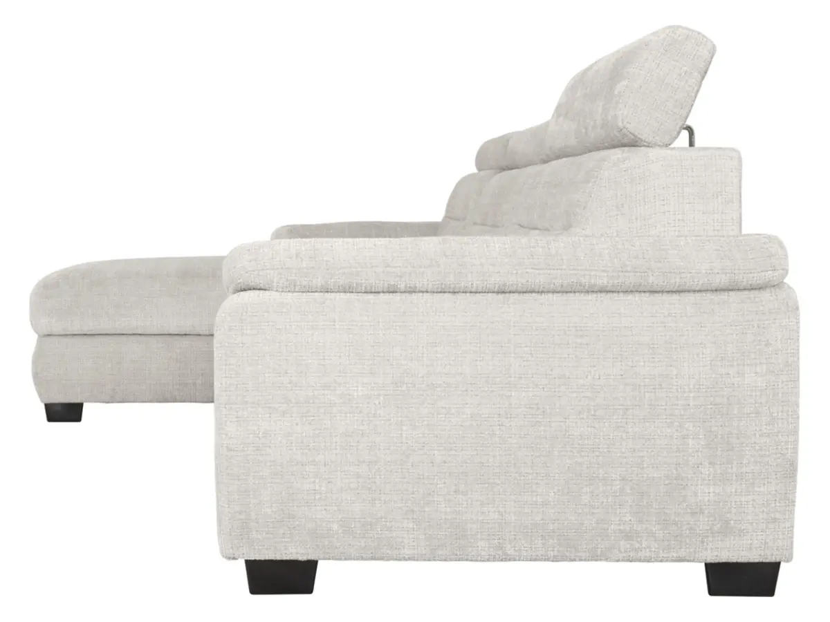 Sofá rinconera izquierda Aguda convertible con arcón beige