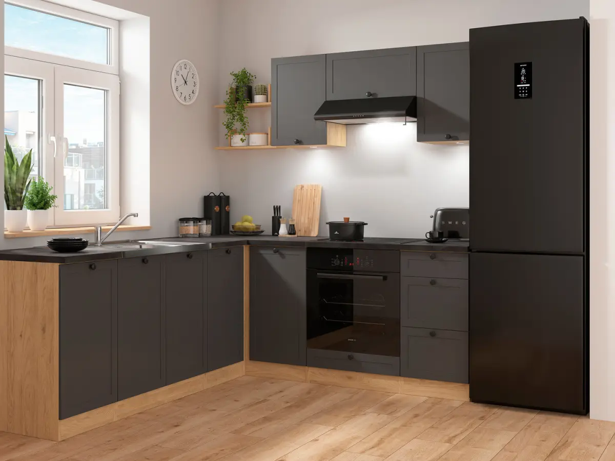 Conjunto de cocina de esquina Junona Line 200x220 grafito con encimera