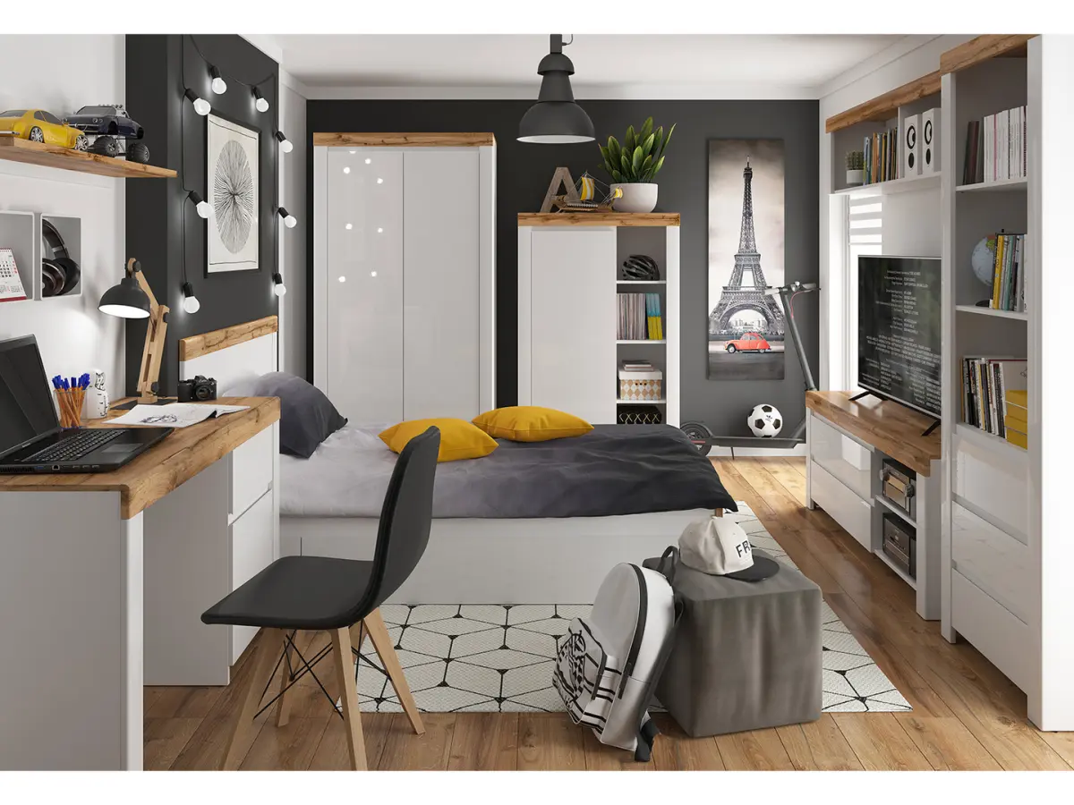 Estantería Holten 68 cm con 3 cajones y 4 estantes blanca