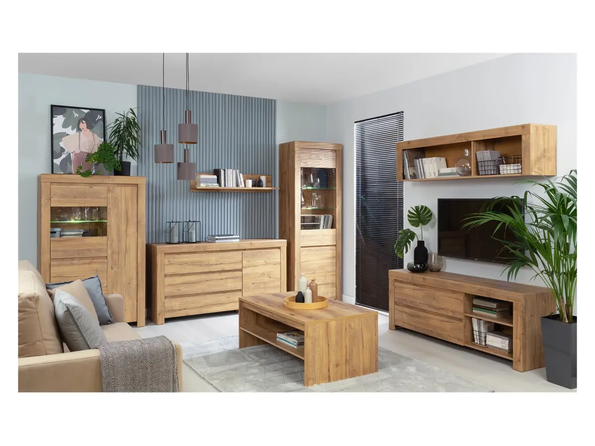 Estantería Holten 68 cm con 3 cajones y 3 estantes roble waterford