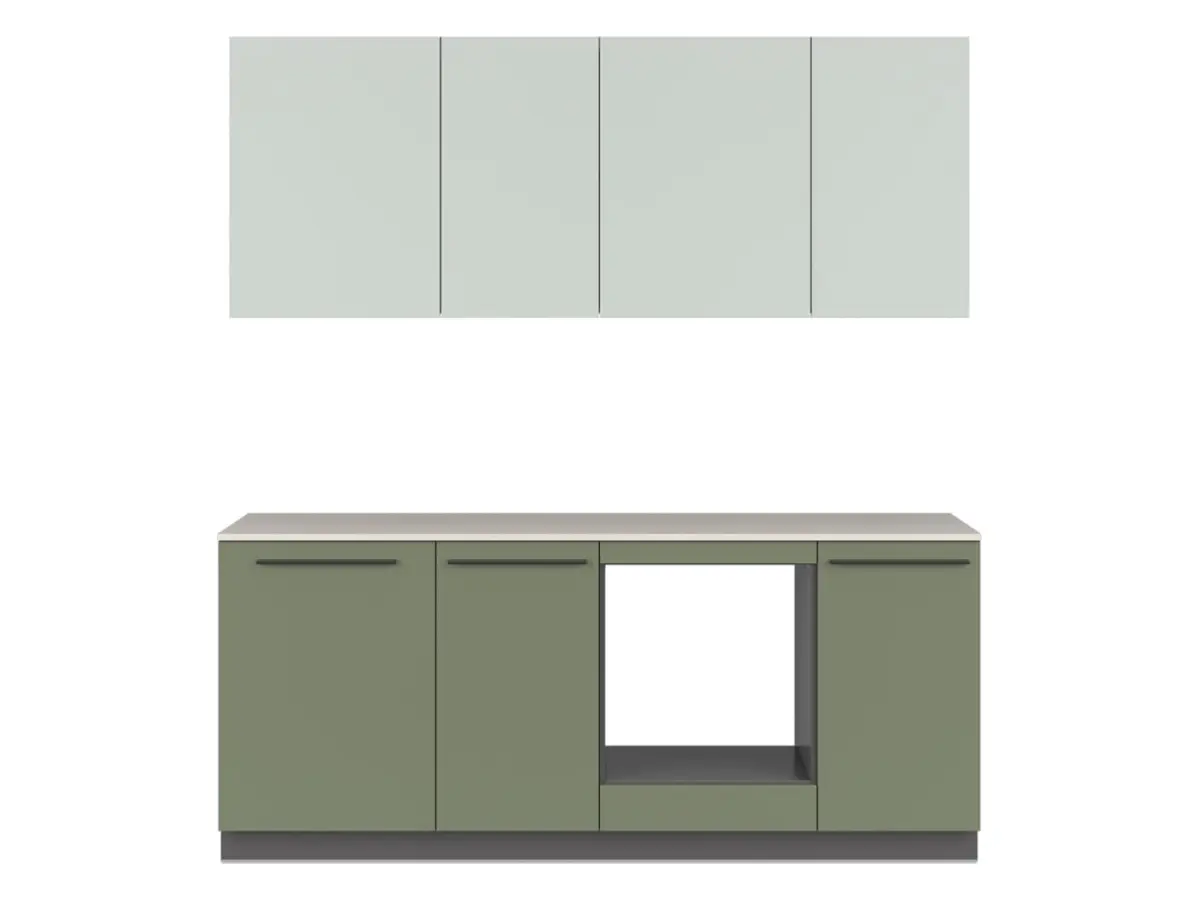 Conjunto de cocina Milino Small 210 cm verde con encimera