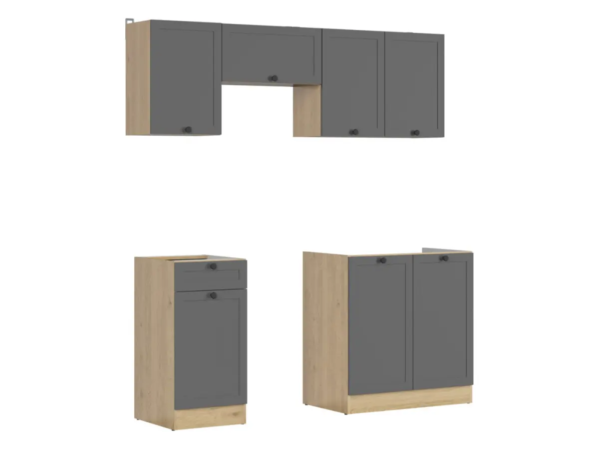 Conjunto de cocina Junona Line 180 cm grafito sin encimera