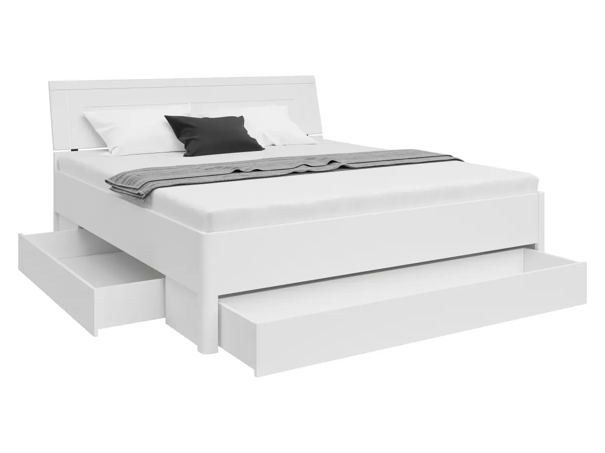 Cama Saturn 180x200 con 3 cajones blanca