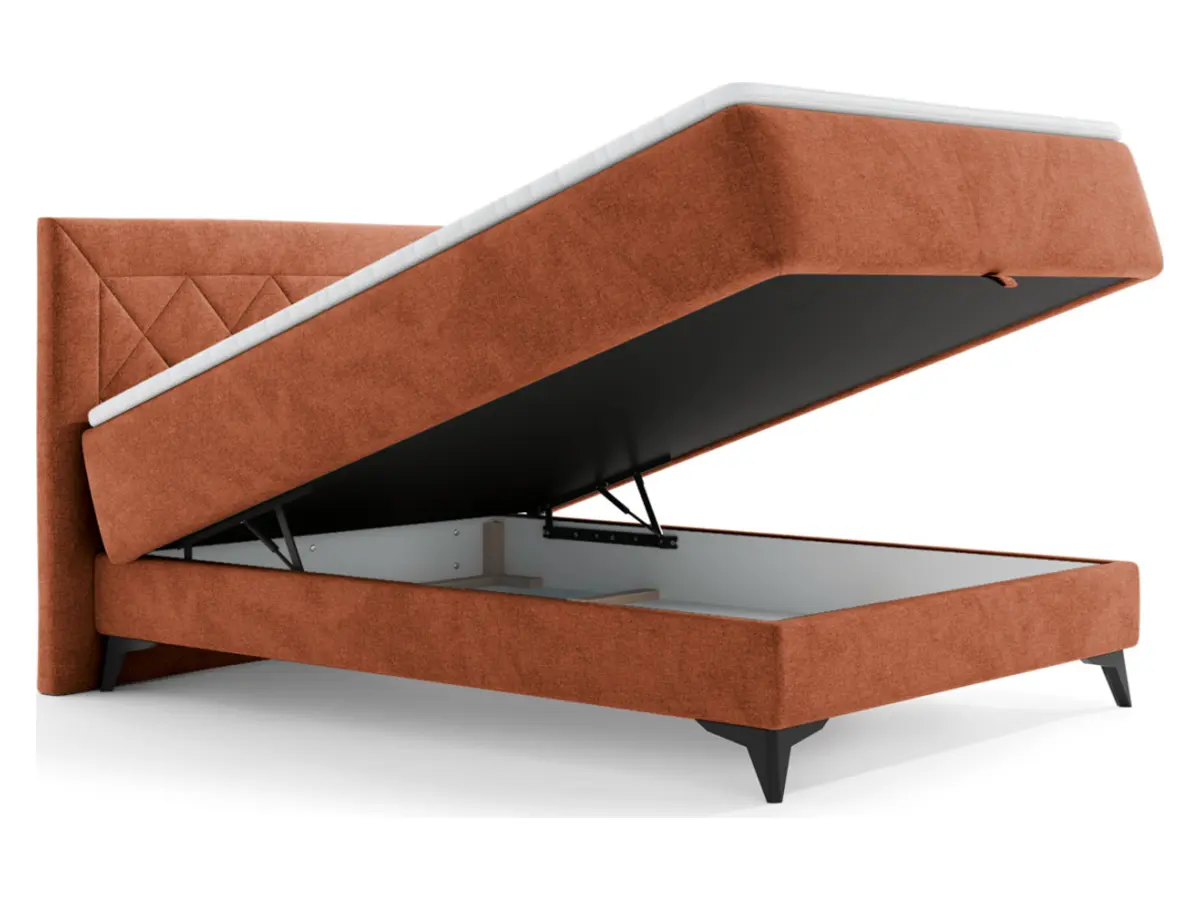 Cama continental Zalea 140x200 con contenedor naranja