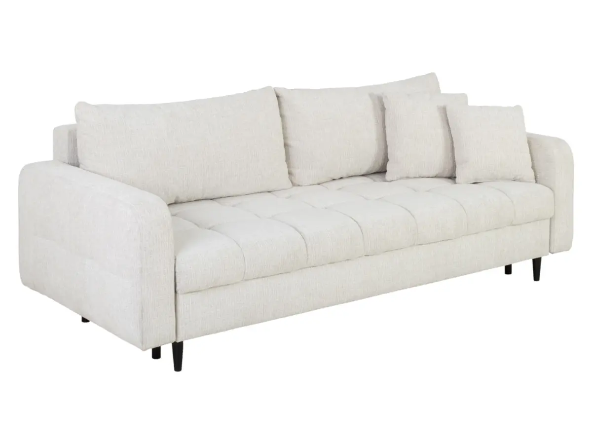 Диван тримісний Sorella розкладний з нішею для білизни шеніловий перловий