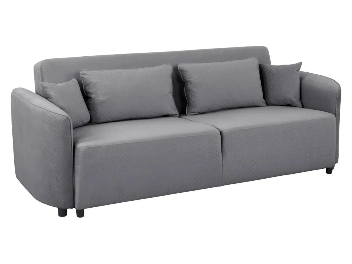 Sofá cama de tres plazas Akaro plegable con contenedor, terciopelo gris