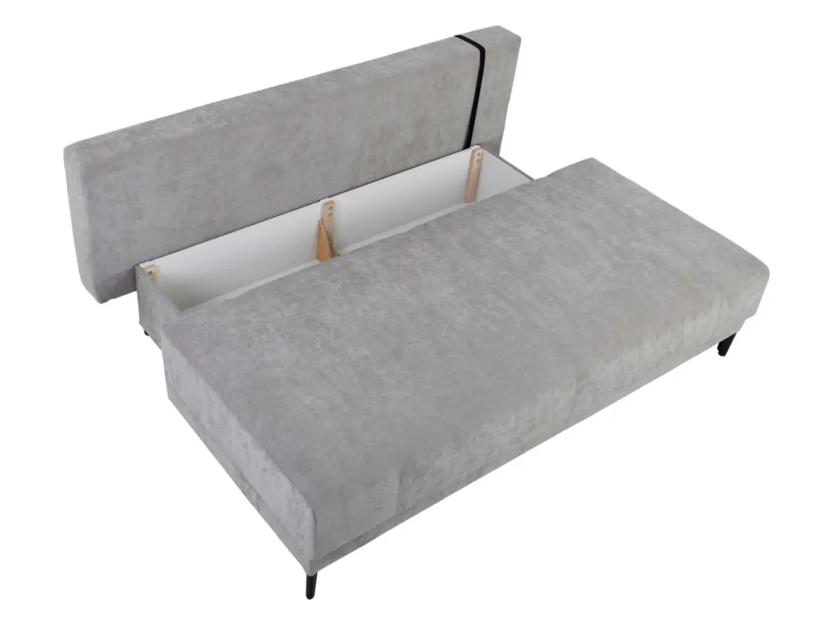 Sofá cama de tres plazas Sentila con arcón beige