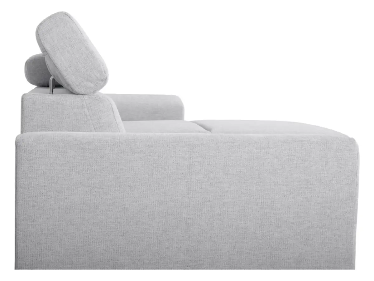 Sofá rinconera universal Evia con función de cama, arcón y reposacabezas ajustables gris claro