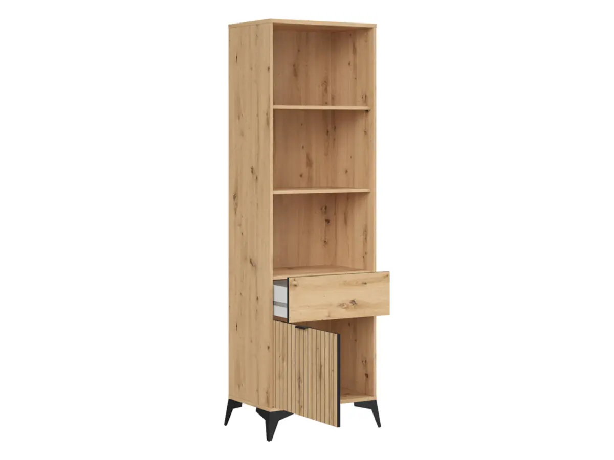 Estantería Lamea 60 cm con puerta, cajón y 3 estantes roble artisan