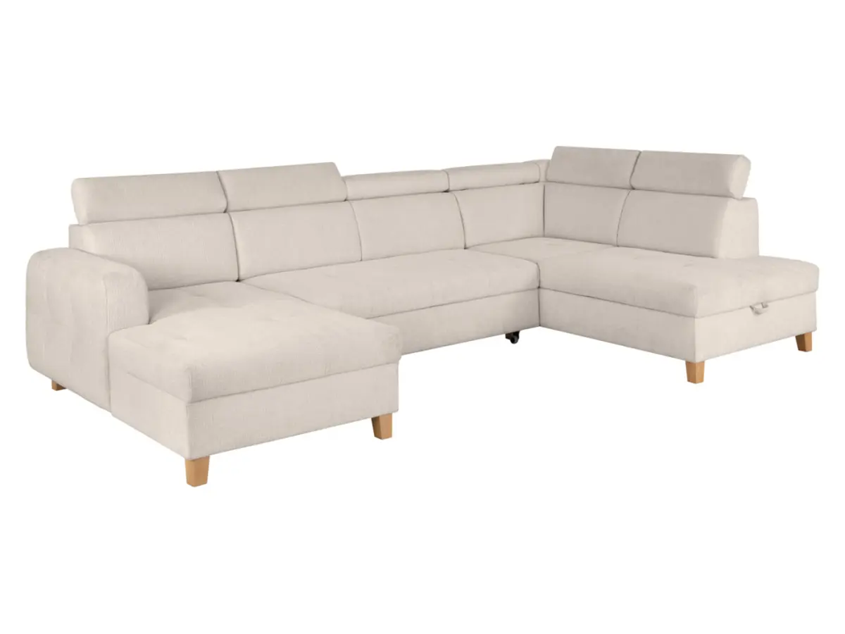 Sofá rinconera derecha Saragossa convertible chenilla beige