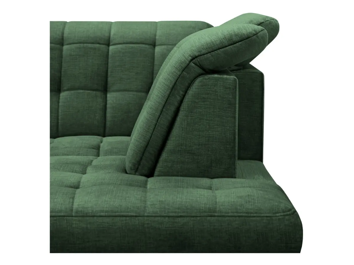 Sofá de esquina derecho Aragon convertible con reposacabezas y asiento ajustable verde