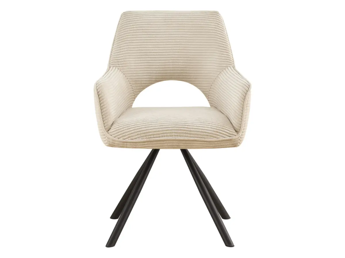 Silla tapizada Jason giratoria de pana crema