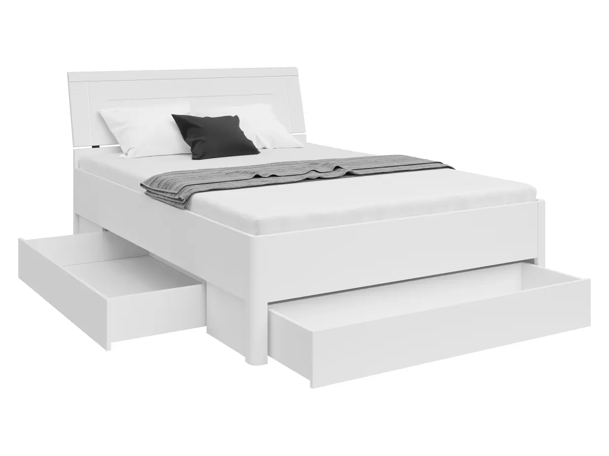 Łóżko Saturn 140x200 z 3 szufladami białe