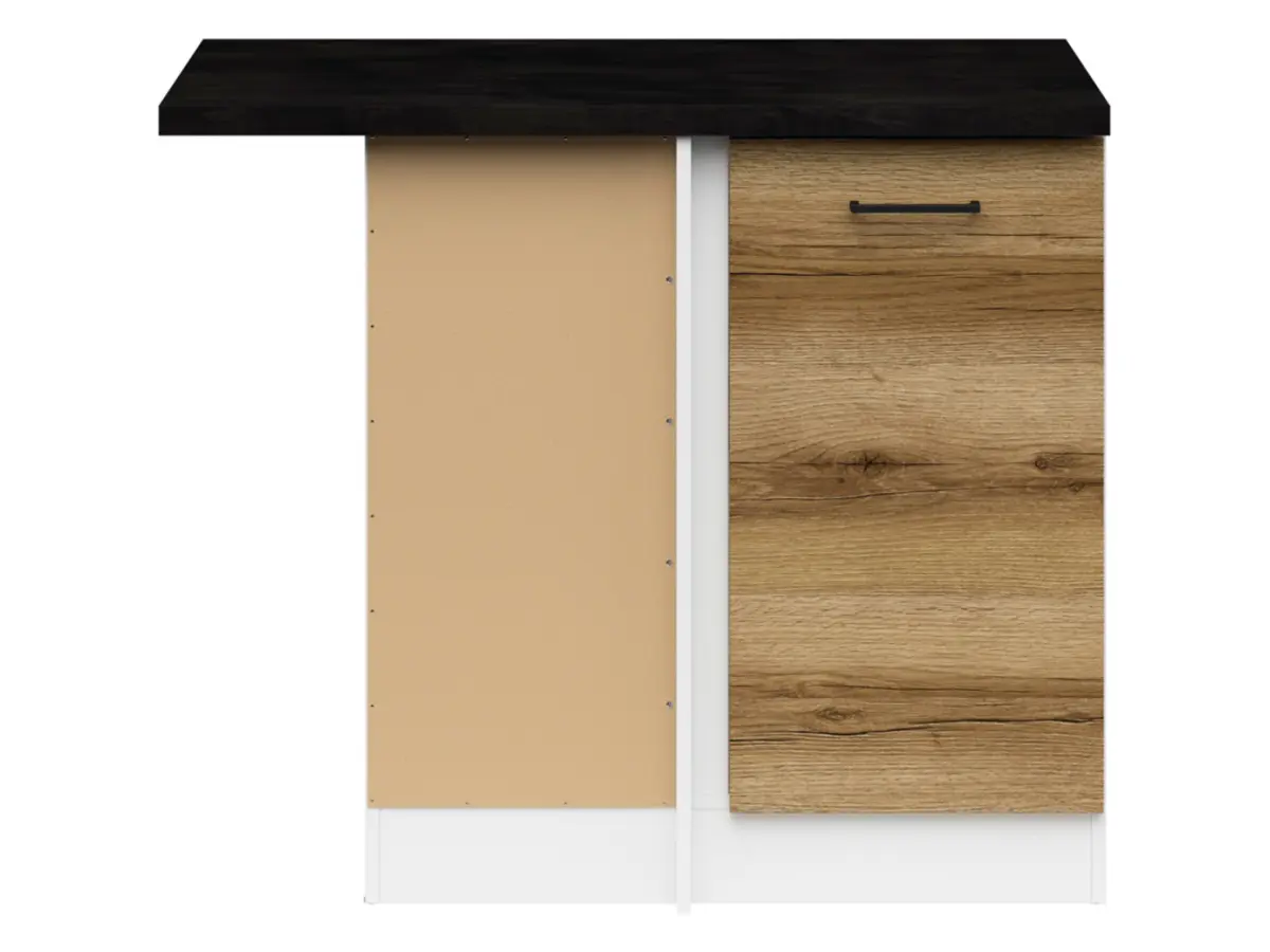 Armario bajo de cocina de rincón Junona Line izquierdo con encimera roble delano claro, con encimera ocupa un rincón de 100x60 cm
