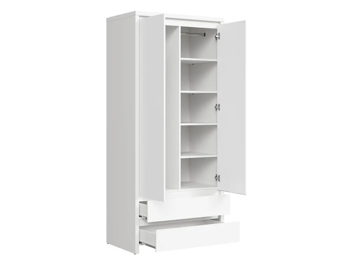 Armario de dos puertas Kaspian 90 cm con cajones blanco