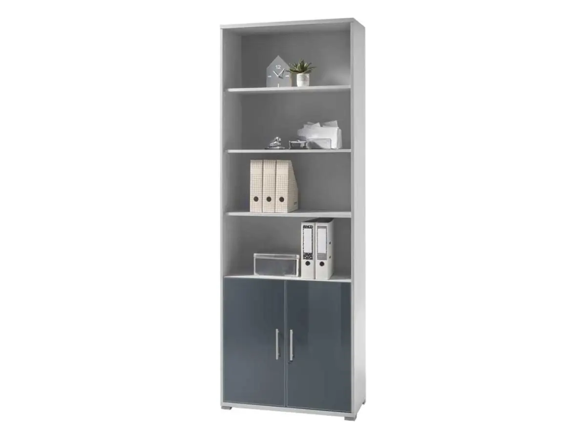 Estantería Office Lux 79 cm con 2 puertas y 4 estantes gris claro