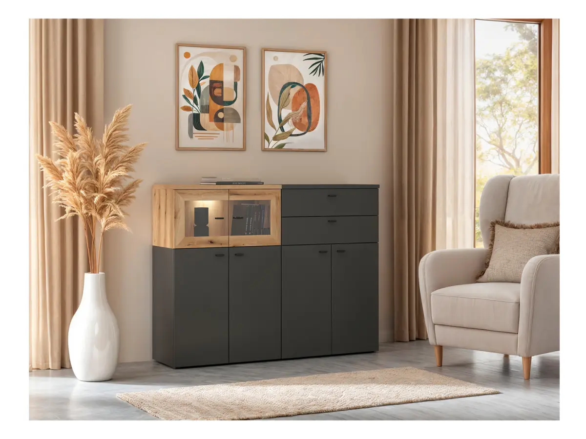 Комод System 64 с 2 ящиками графитовый