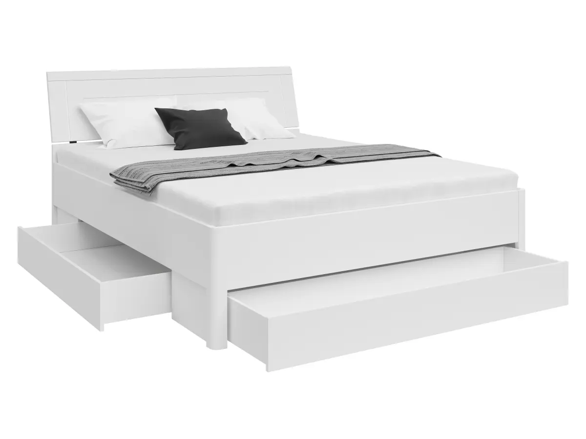 Кровать Saturn 160x200 с 3 ящиками белая