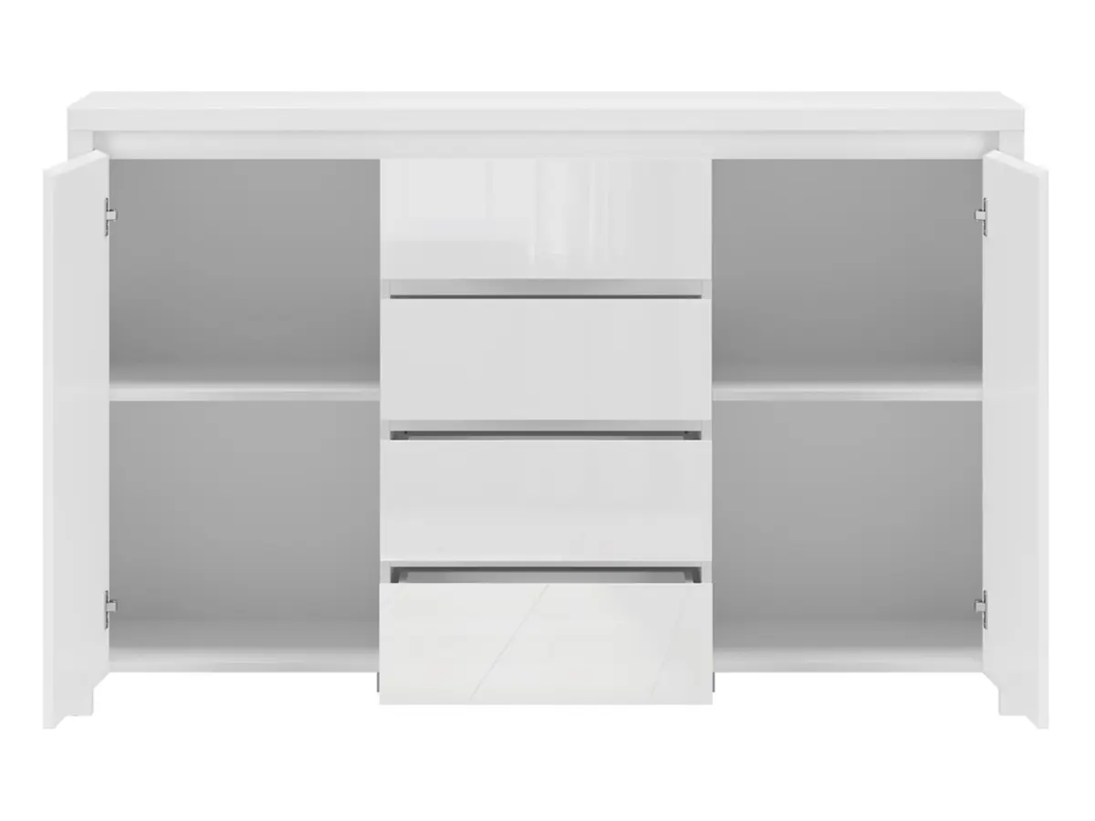 Комод Larios 143 см с 2 дверцами и 4 ящиками белый глянец