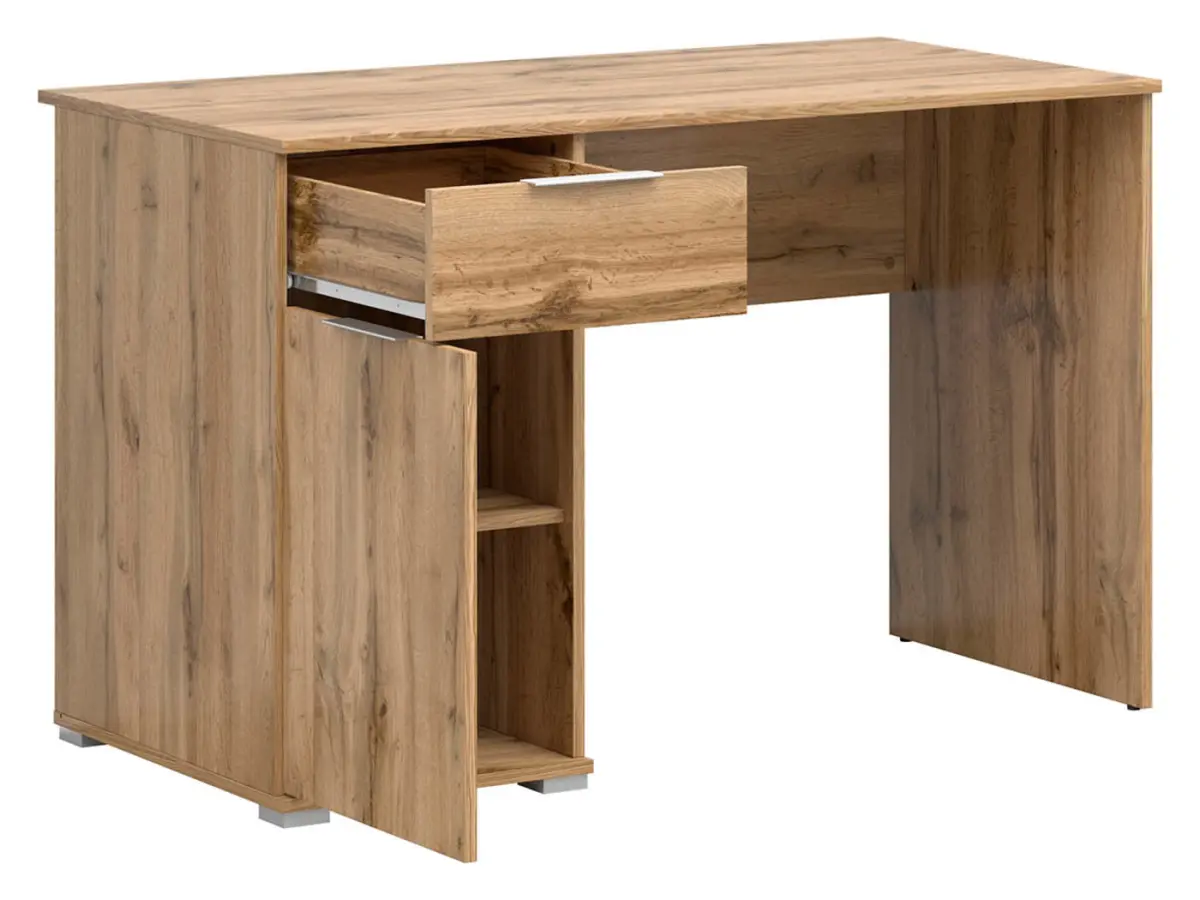 Escritorio Zele 120 cm con puertas y cajón roble wotan
