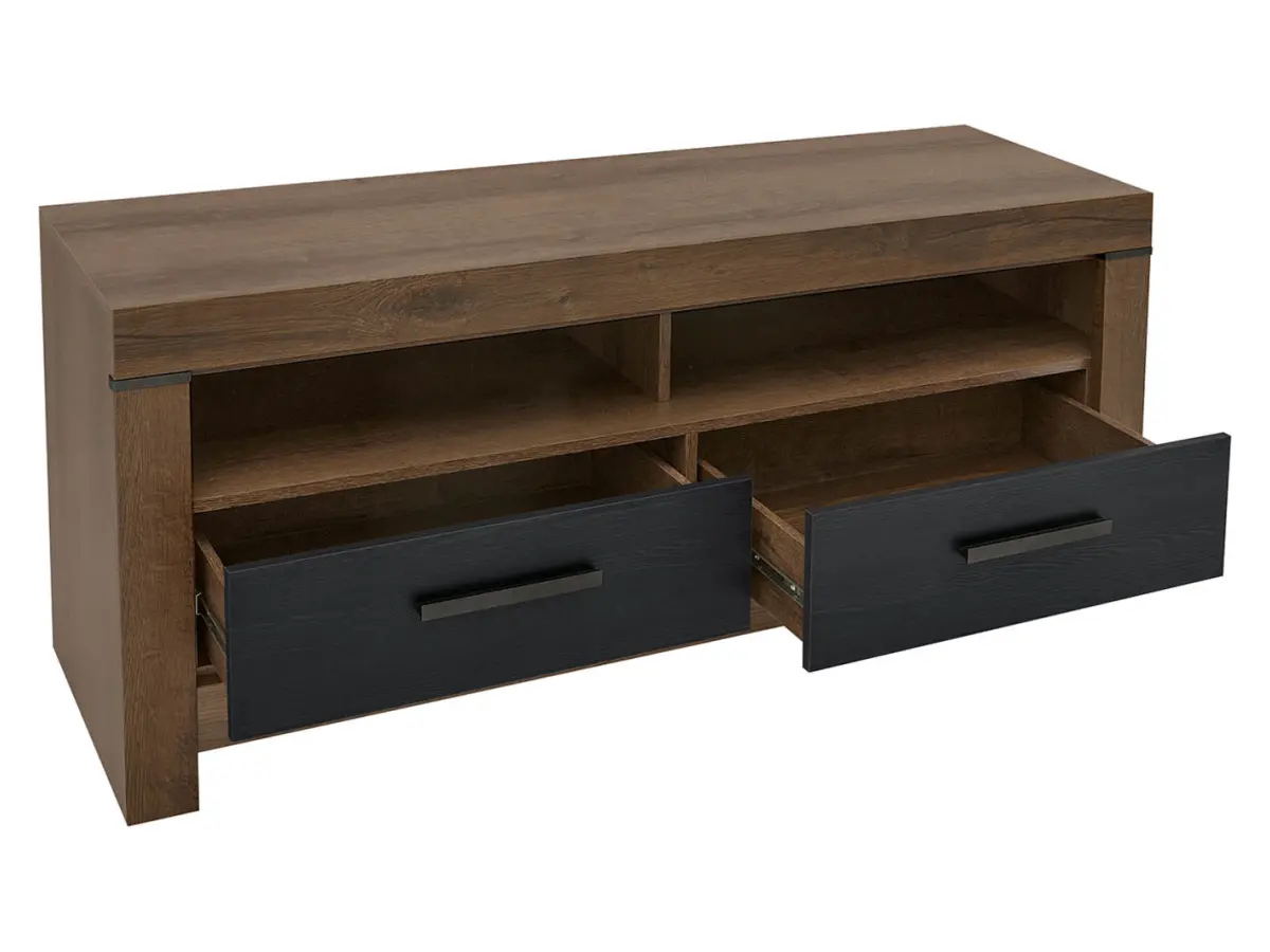 Mueble RTV Balin 140 cm con 2 cajones y estante roble monastery/negro
