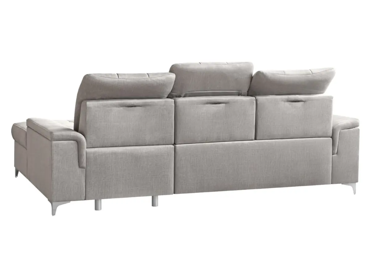 Sofá rinconera derecho Ariado convertible con arcón de terciopelo beige