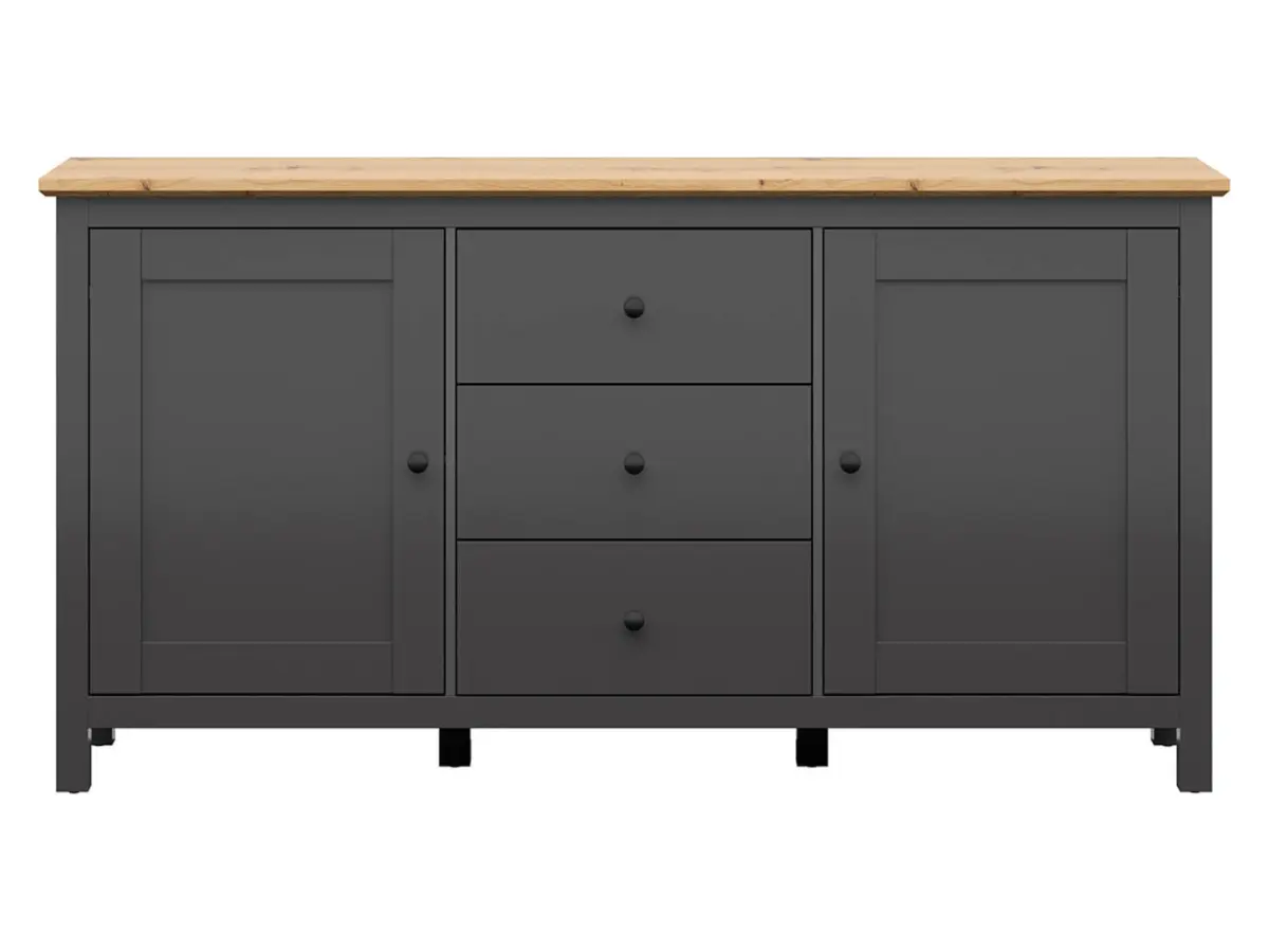 Cómoda Hesen 186 cm con 2 puertas y 3 cajones grafito/roble artisan