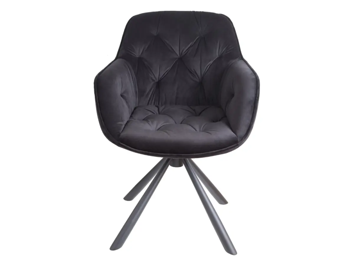 Silla tapizada Eileen giratoria de terciopelo negro