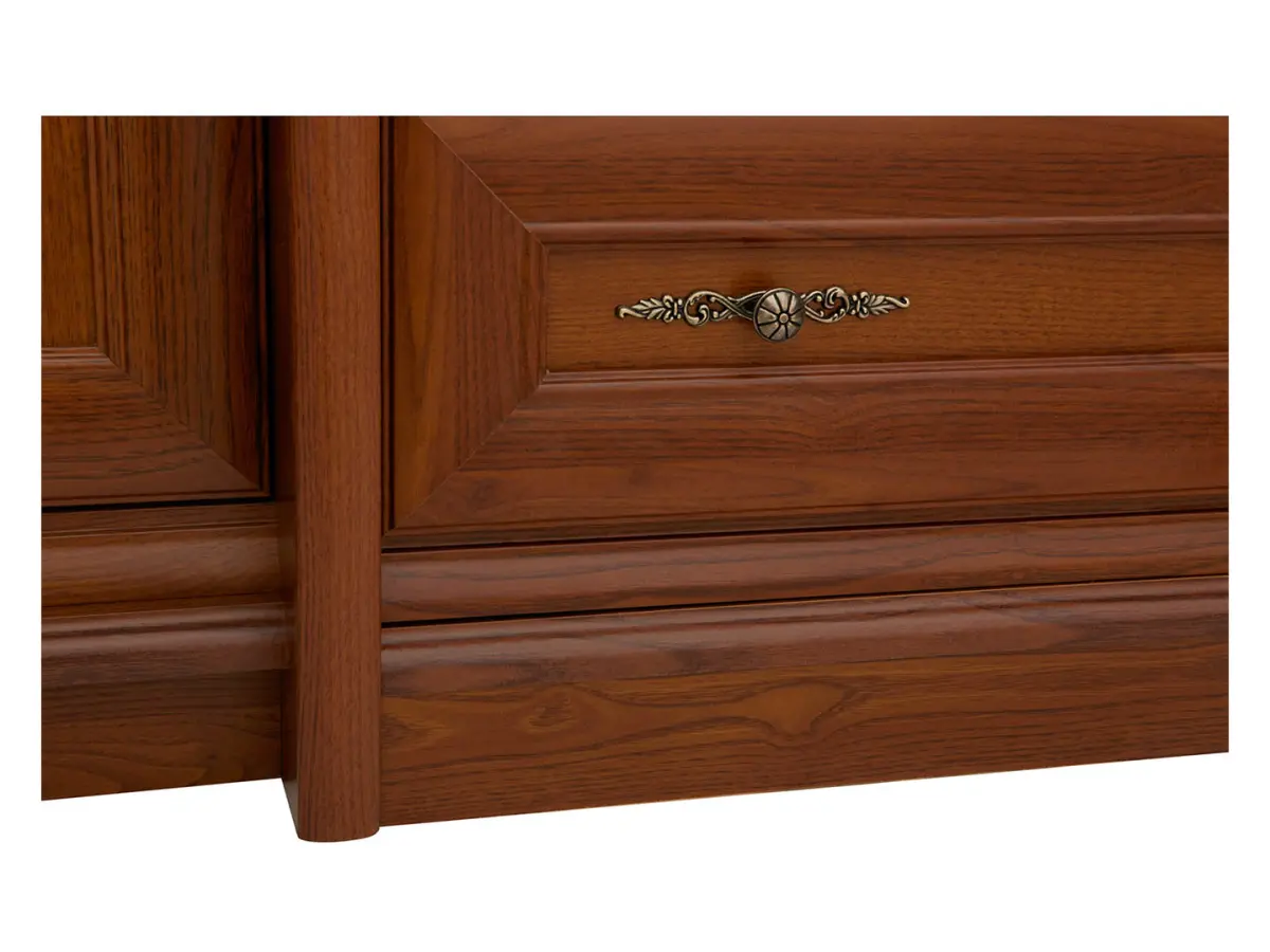 Armario de seis puertas Kent 227 cm con espejo y cajones castaño