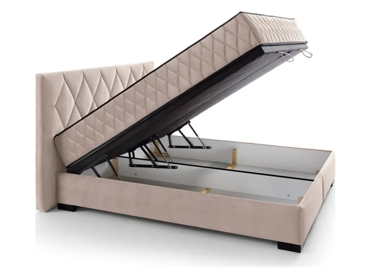 Cama continental Reve 160x200 con arcón beige