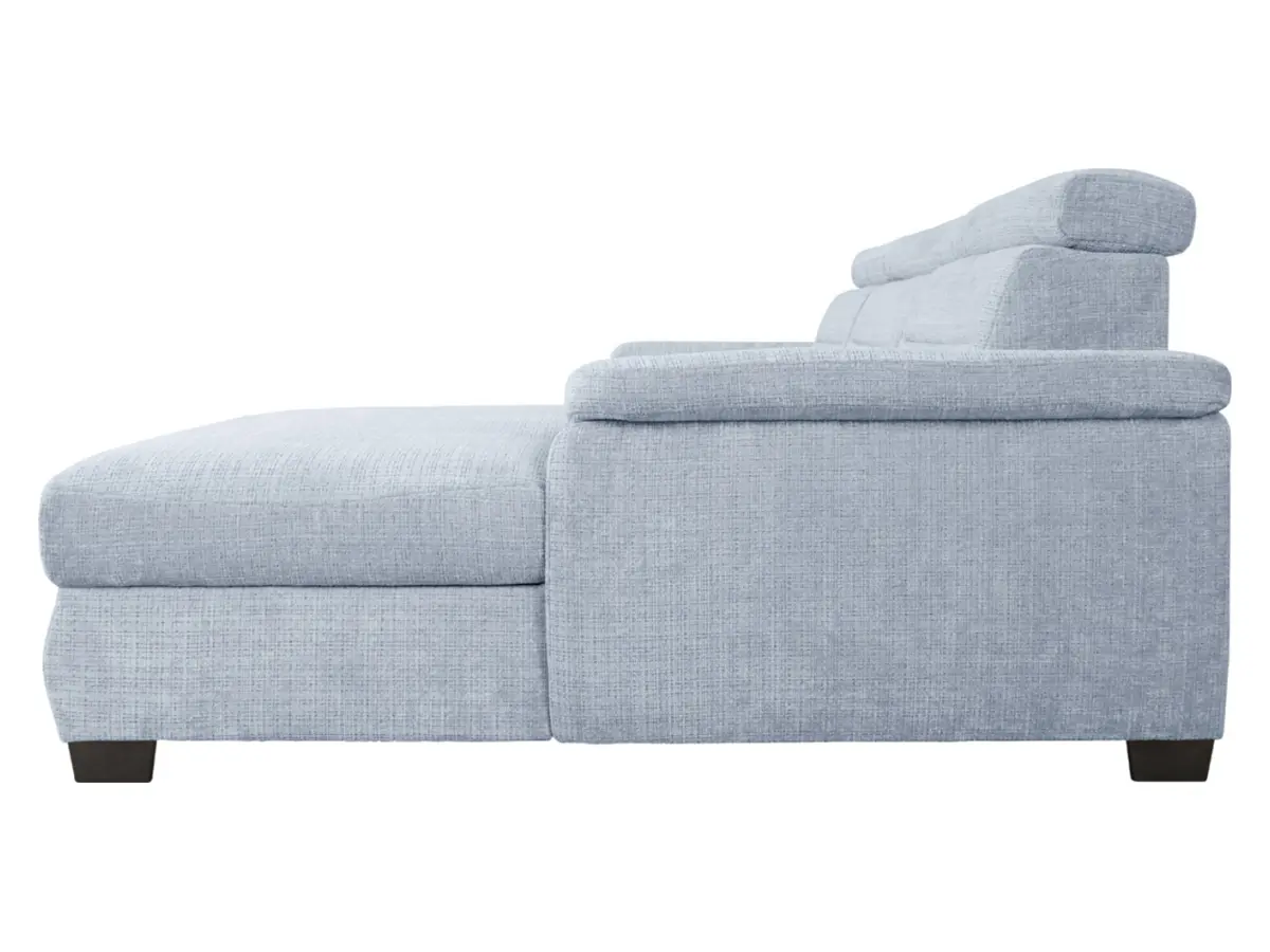 Sofá rinconera derecha Aguda convertible con arcón azul