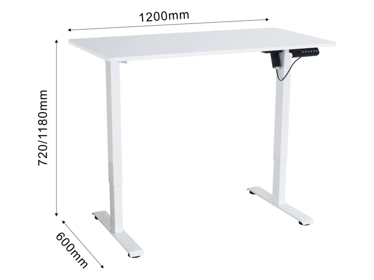 Biurko gamingowe Emil 2 z regulacją elektryczną 120 cm białe