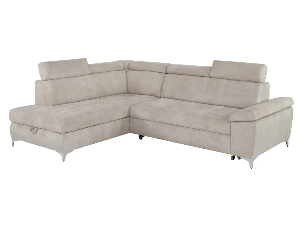 Sofá rinconera izquierdo Raul convertible con arcón beige