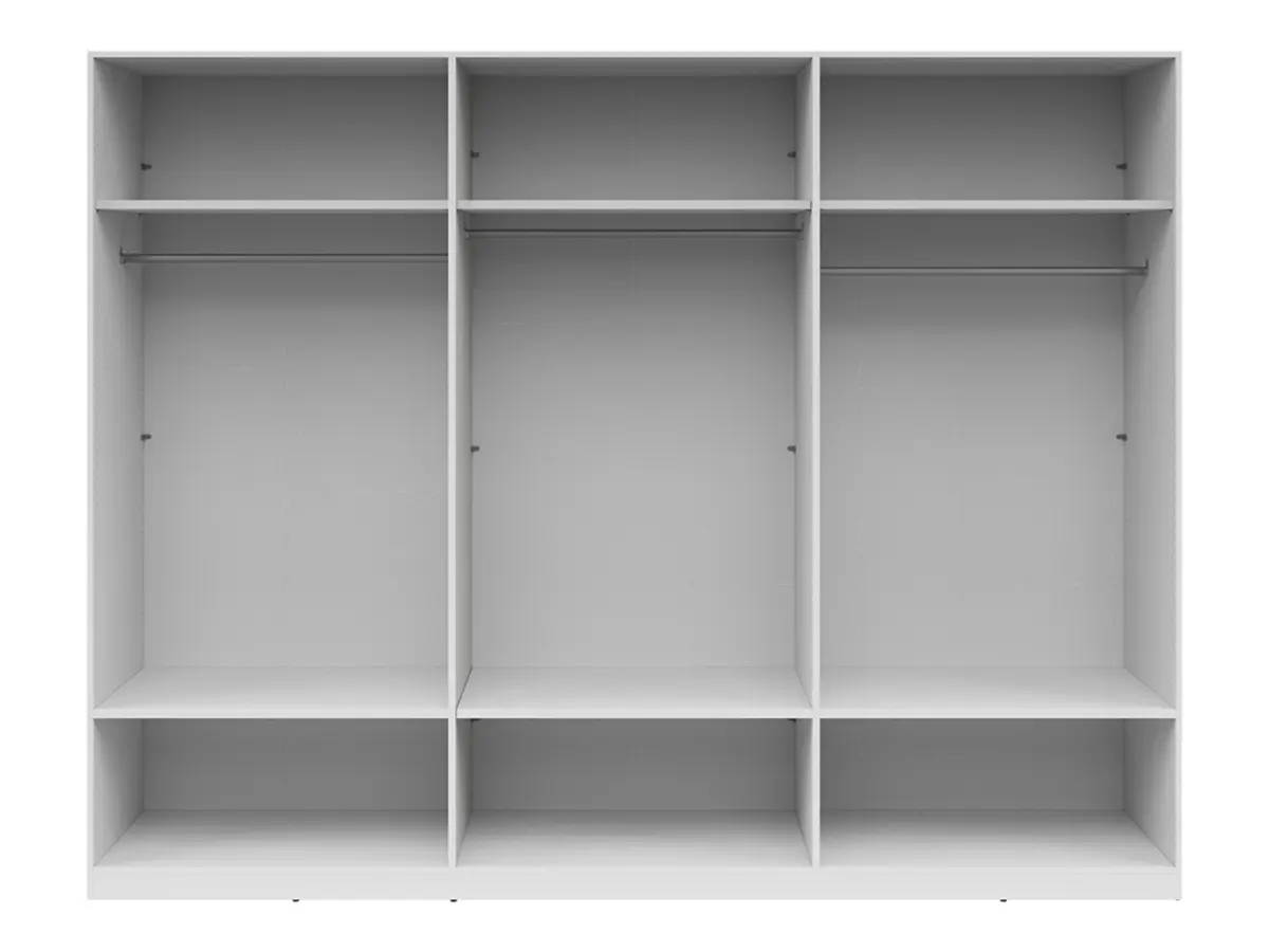 Armario de seis puertas Herford 270 cm con espejo y 6 cajones blanco