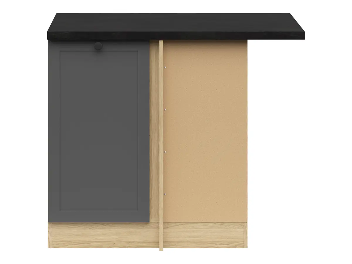 Mueble de cocina bajo de rincón Junona Line derecho grafito con encimera ocupa un rincón de 100x60 cm