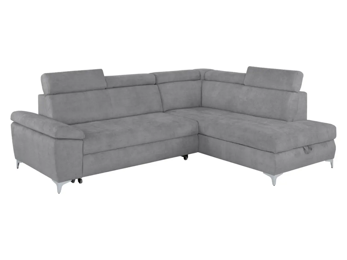 Sofá rinconera derecho Raul convertible con arcón gris