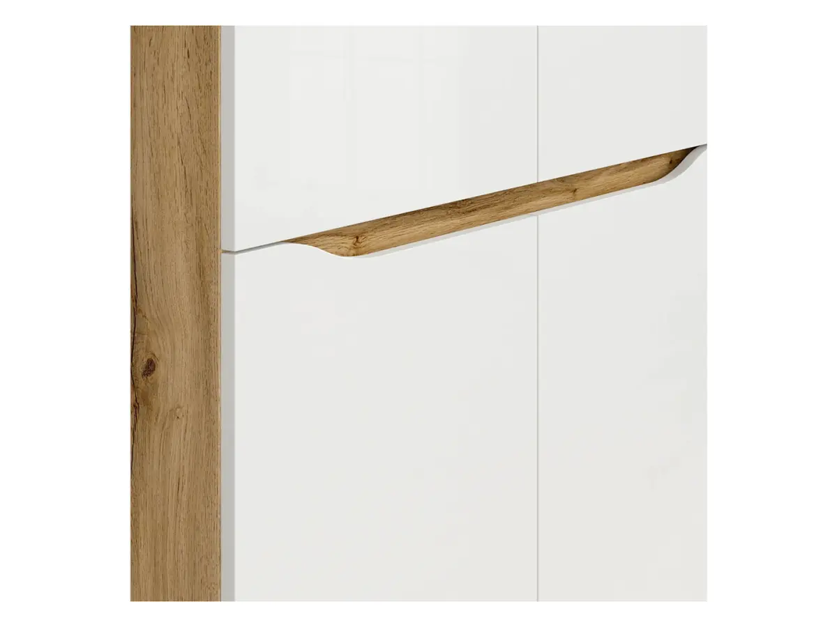 Armario de cuatro puertas Nuis 90 cm roble wotan/blanco brillo