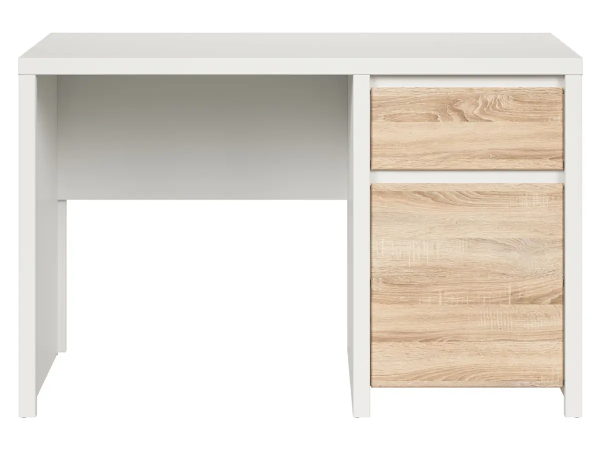 Escritorio Kaspian 120 cm con puertas y cajón blanco/roble sonoma