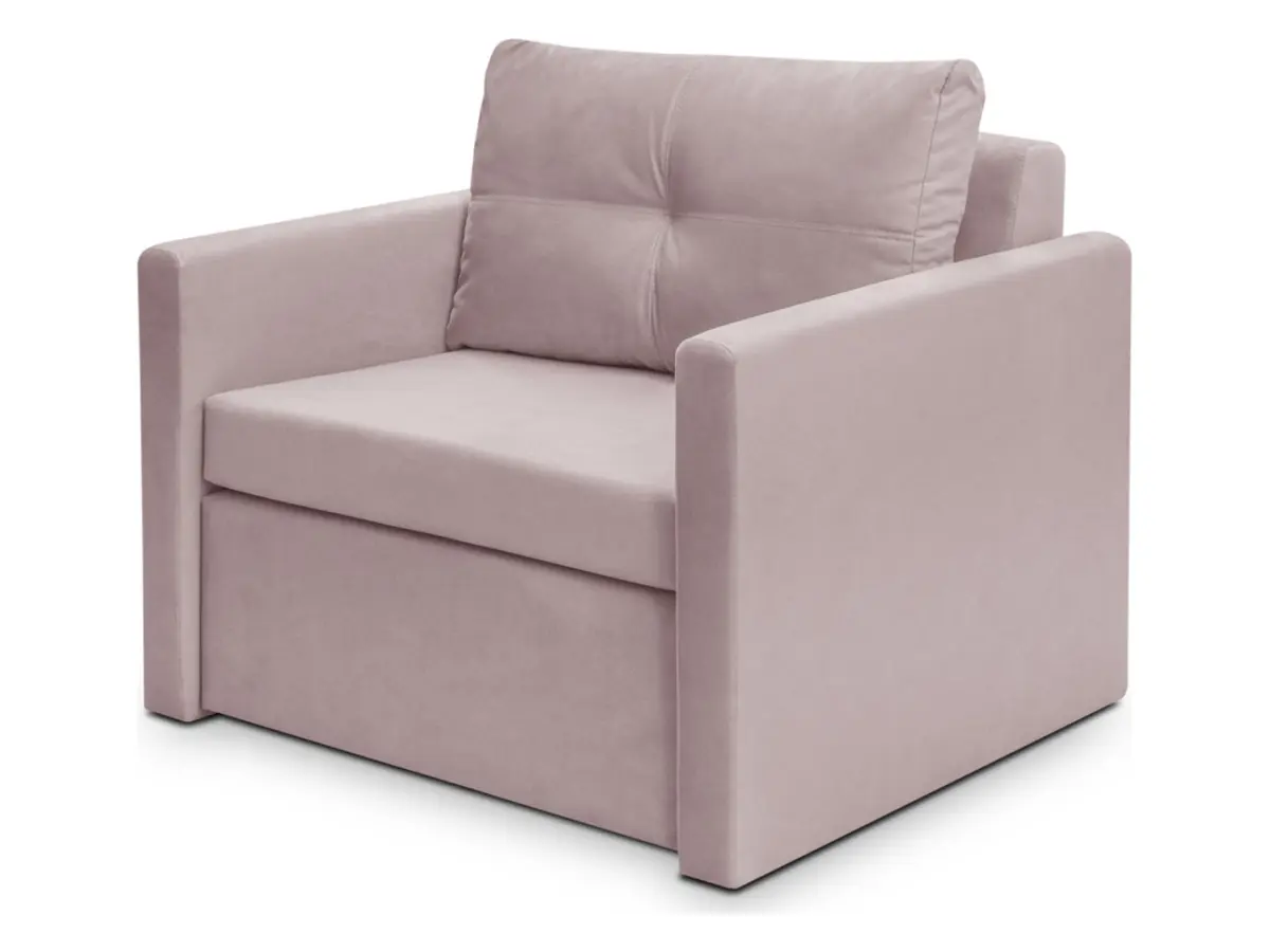 Sofá individual Bunio convertible con arcón rosa