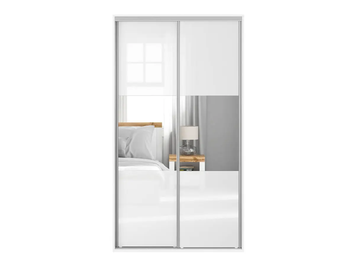 Armario de puertas correderas Flex 120 cm con espejo blanco brillo