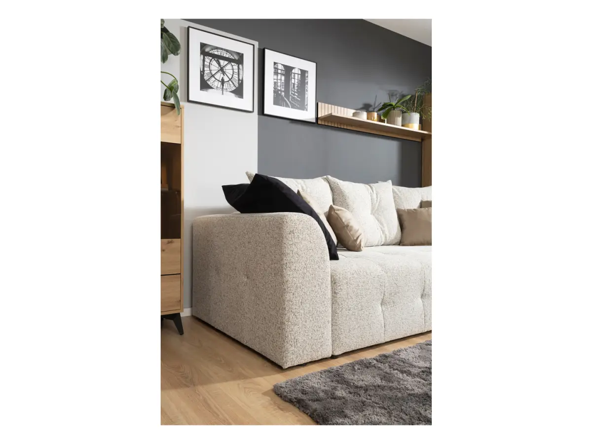 Sofá de tres plazas Royal IV convertible con arcón tejido trenzado beige